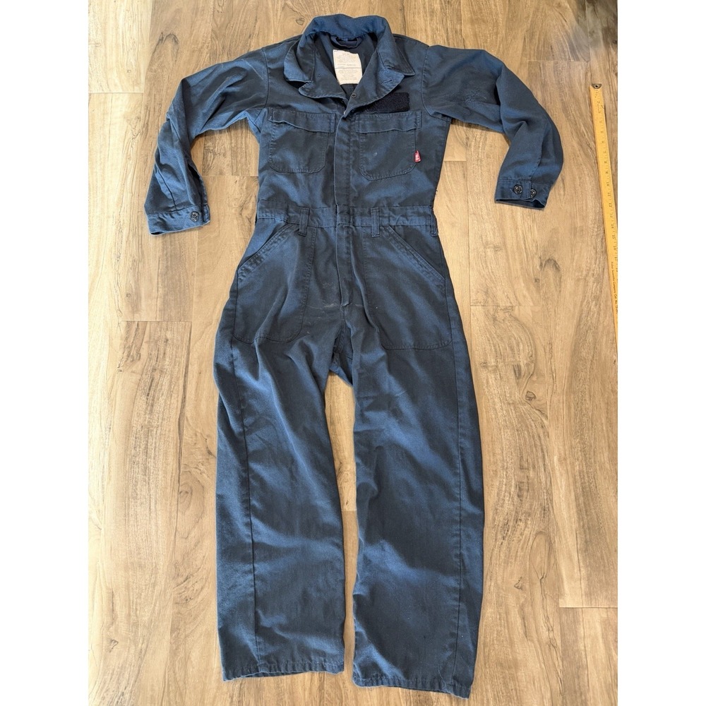 US Military FR Flame Resistant Utility Coveralls Mens 38S Navy Blue Mechanic